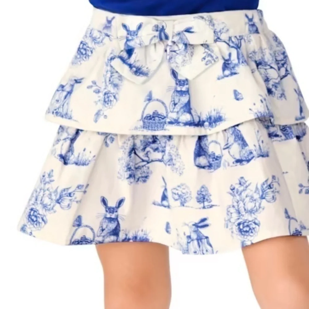 Gymboree NWT Blue and White Tiered Skort with Rabbit Print